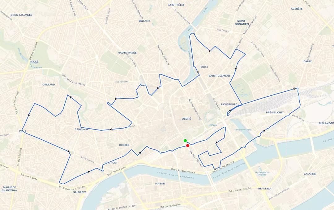 Représentation du parcours NR 09 – Stalingrad – Zola