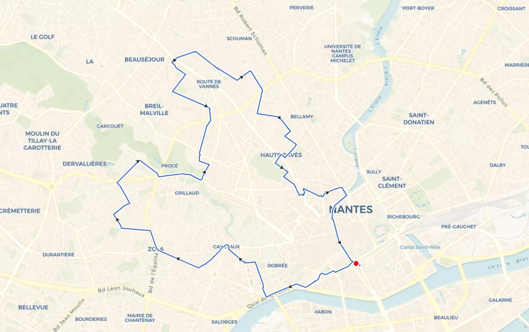Représentation du parcours NR 14 – Procé