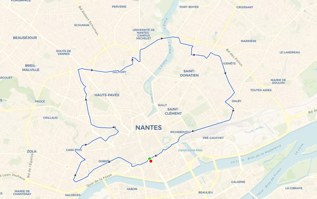 Représentation du parcours NR 16 – Petite Couronne