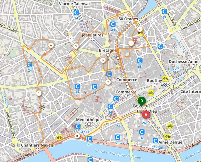 Représentation du parcours NR Événementiel B : Plein centre